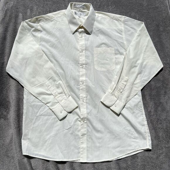 Daniel Ellissa Men's 17.5 Solid Ivory‎ Dress Shirt With Convertible Cuffs 36-37 - Picture 2 of 10